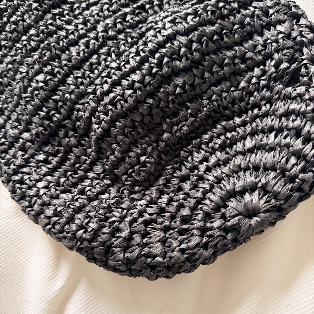 LOFT Black Raffia Straw Bucket Bag - Like New - Picture 3 of 6